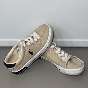 Polo by Ralph Lauren Tan and White Canvas Sneakers